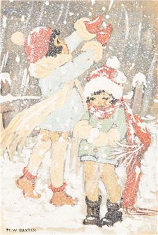 Little Girls on a Snowy Day. - Martha Wheeler Baxter
