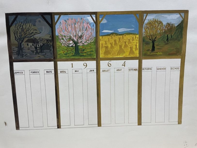 Artwork by Claudine Sebire, Lot of drawings, Made of pencil, gouache, watercolor