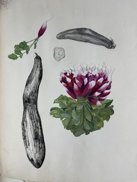 Artwork by Claudine Sebire, Lot of drawings, Made of pencil, gouache, watercolor