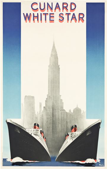 CUNARD WHITE STAR / [QUEEN MARY & QUEEN ELIZABETH]. by A. Roquin, 1939