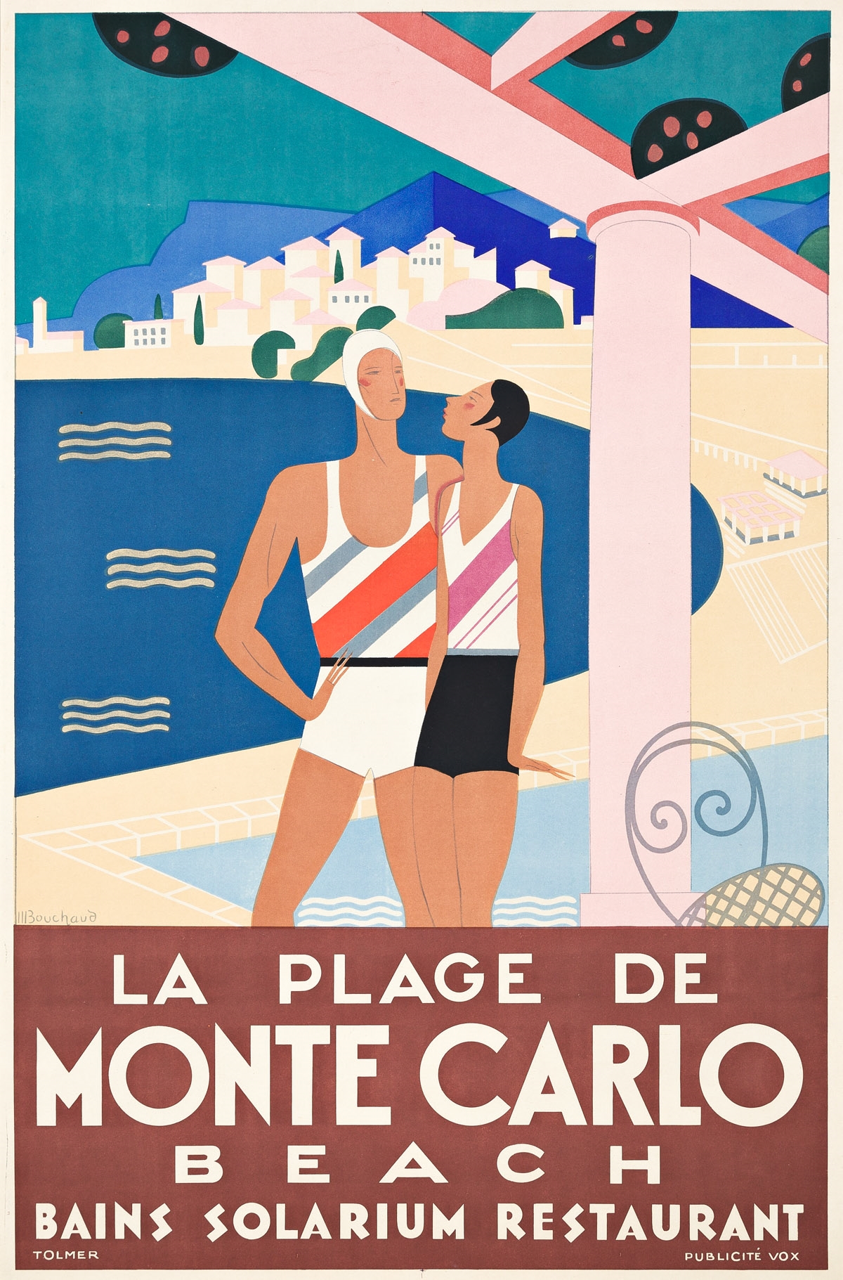 Artwork by Michel Bouchaud, LA PLAGE DE MONTE CARLO.