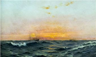 Sunset Seascape with Ships - Henry Talbot