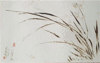 Décor de feuillages et d'orchidées épanouies - Chinese School, 20th Century