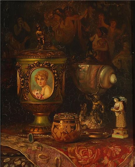 Still life with a nautilus cup by Ludwig Augustin, 1922