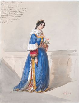 ‚Mädchen in Florentiner Tracht des 14.Jh.‘ und ‚Frau mit Kind in barocker Kleidung‘ - Alfred André Géniole