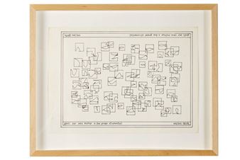 Gesti per Vera Molnar a due groppi strumentali, grafická partitúra Z cyklu Rotabilné partitúry (otočná) - Milan Adamčiak