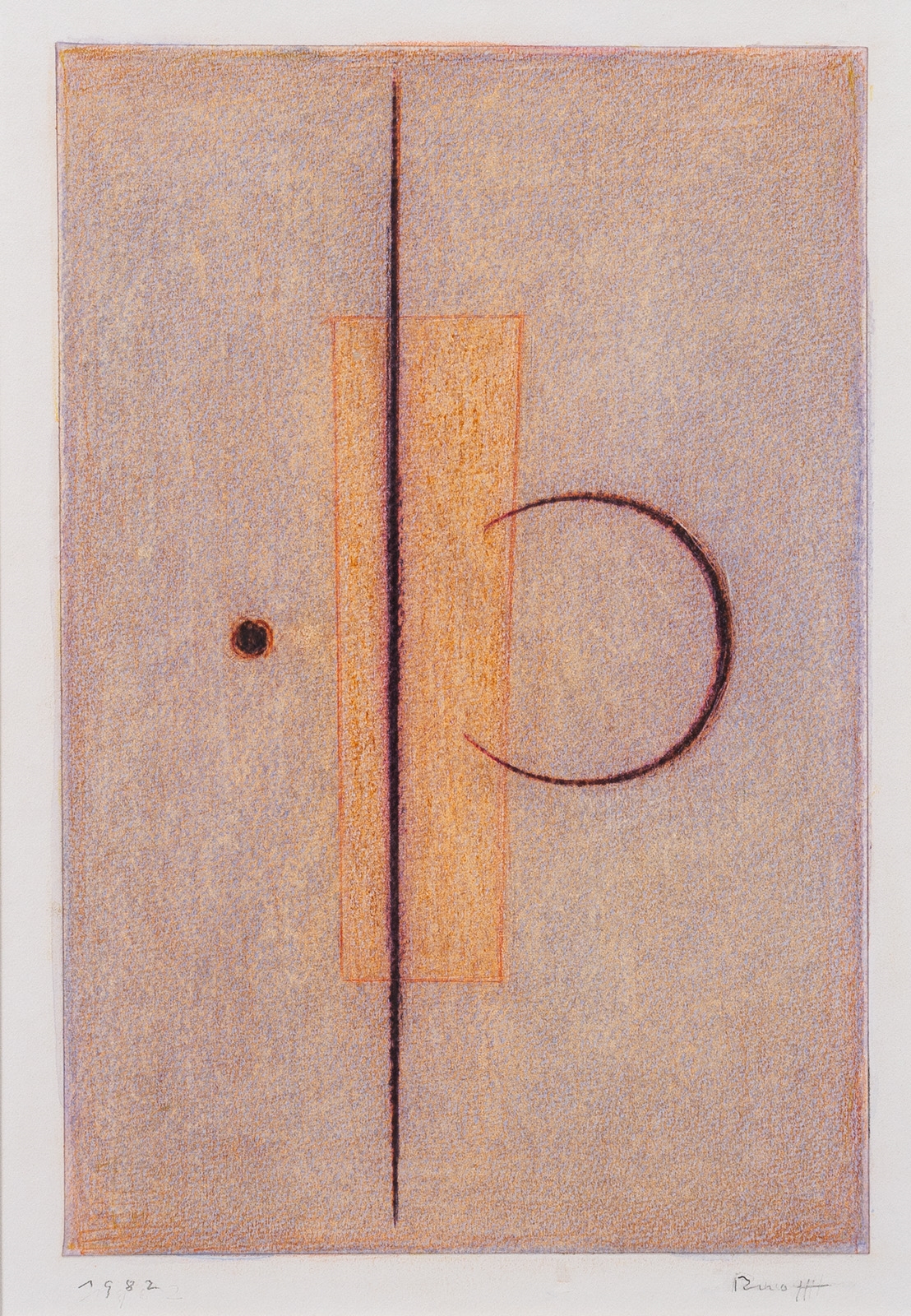 Composition with circle and line by Fritz Ruoff, 1982