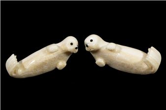 INUIT SCULPTURES OF SEAL PUPS - Bert Oozevaseuk