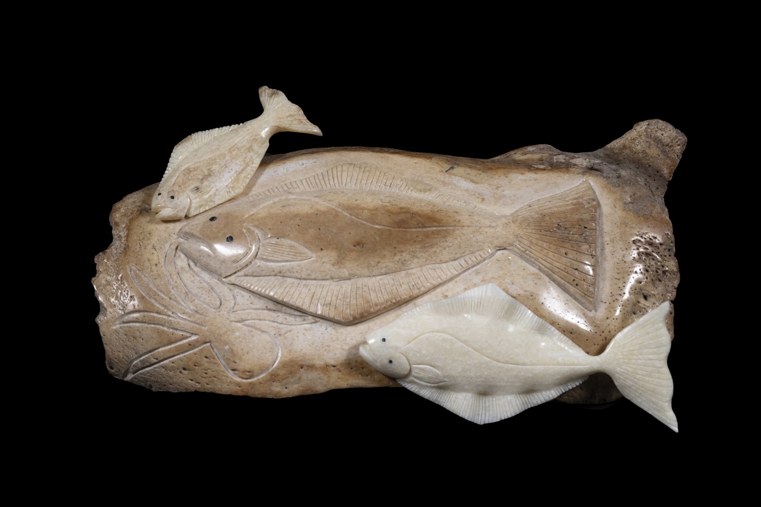 Dennis H. Pungowiyi INUIT CARVING OF HALIBUT FETISH MutualArt