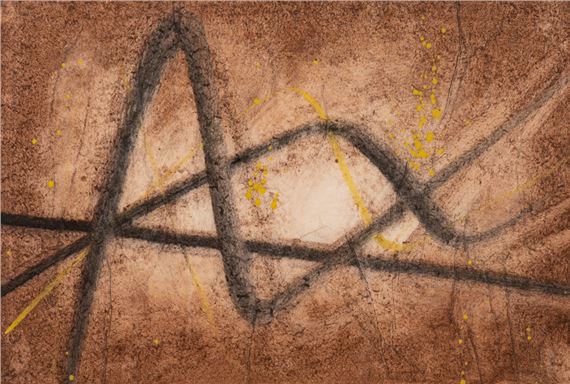 Schwünge auf rotbraunem Grund by Hermann Glöckner, Um 1984