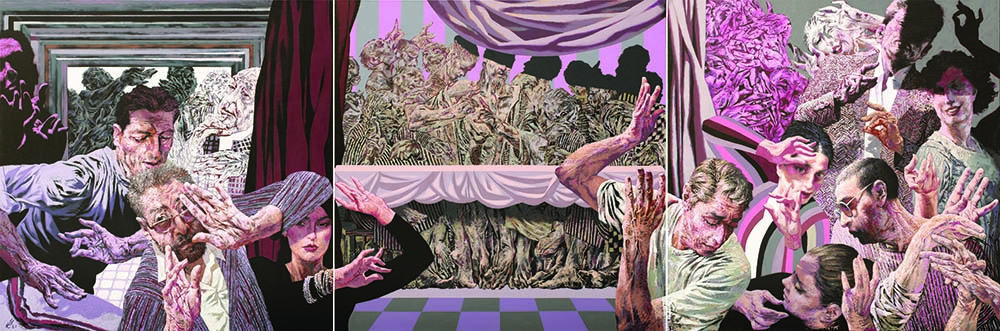 Artwork by Mehrdad Mohebali, Endless Action, Made of acrylic on canvas triptych