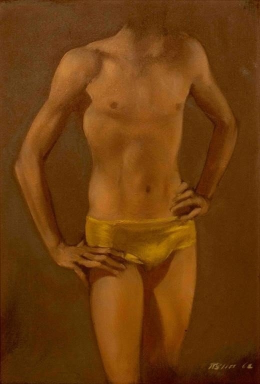 Artwork by Robert R. Bliss, Yellow Torso, Made of Oil on Masonite