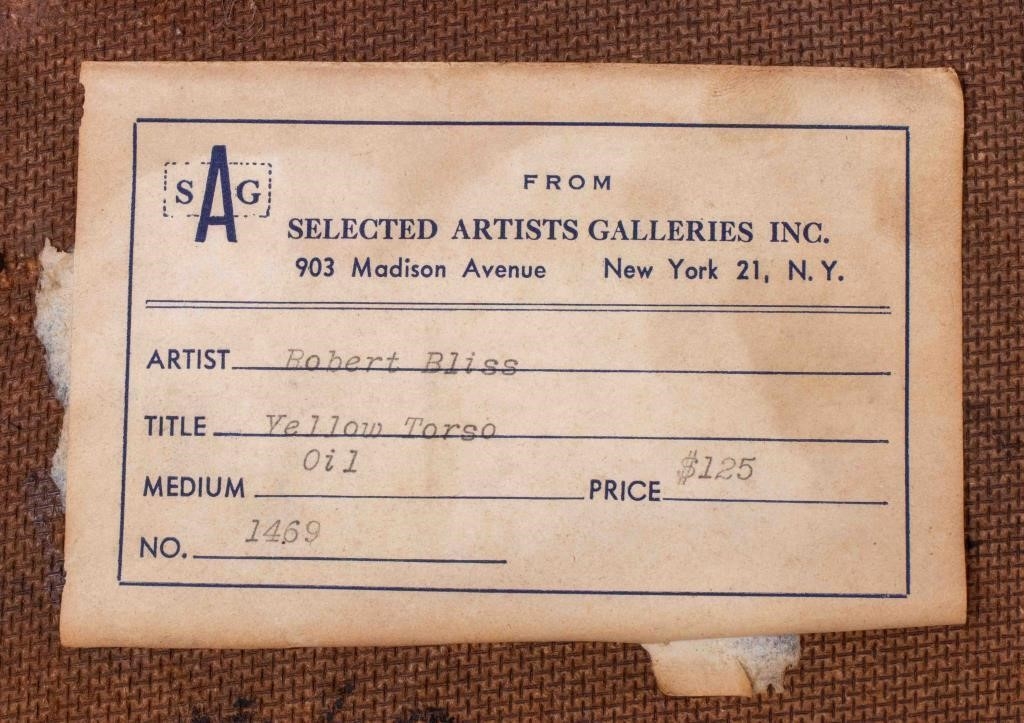 Artwork by Robert R. Bliss, Yellow Torso, Made of Oil on Masonite