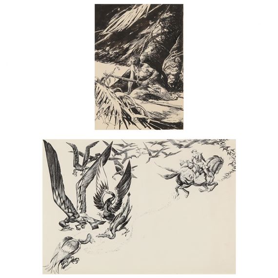 Henry Clarence Pitz | A youth on horseback amid a swarm of phoenix-like ...