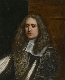 Portrait of a man, bust-length, in a gilt-thread black doublet and lace collar - Wallerant Vaillant