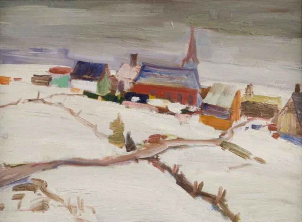 Artwork by Louis Tremblay, Village de la Cote Nord, Made of oil on masonite