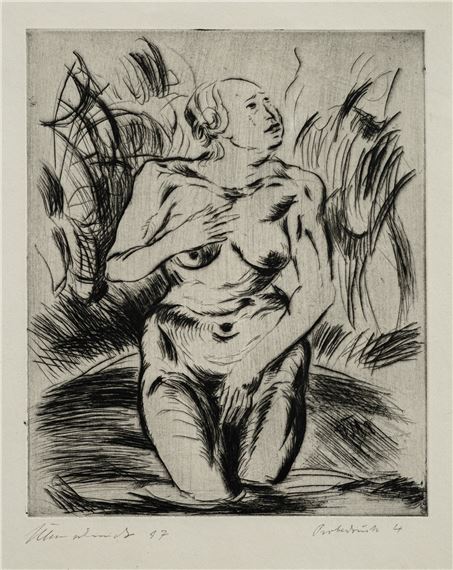 Bathing female nude by Paul Kleinschmidt, 1917