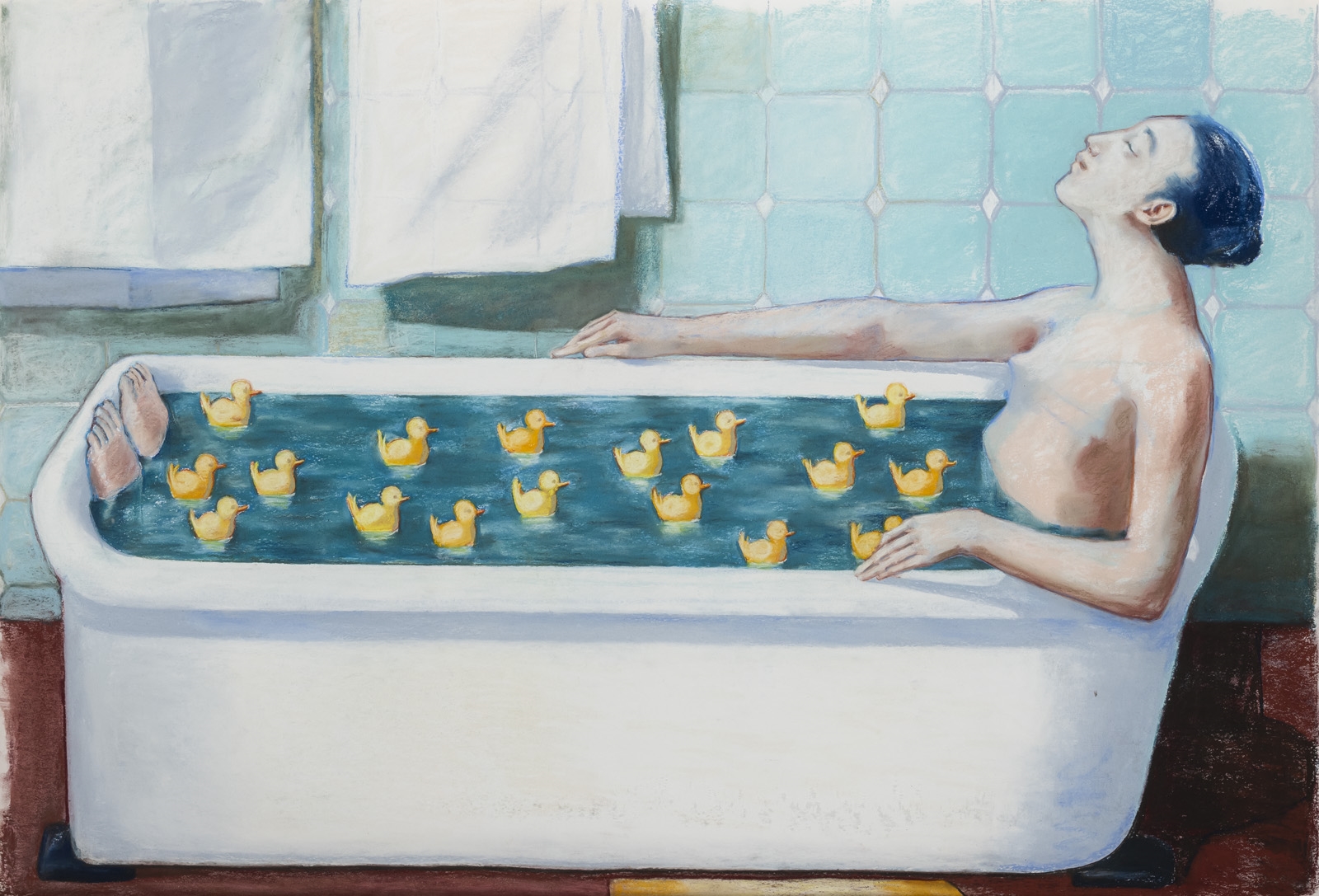 Artwork by Juul Kraijer, Z. T. (Meisje in bad), Made of Pastel on paper