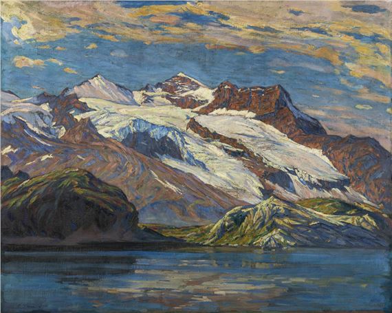 Mountain landscape with lake by Carl Friedrich Felber, 1919