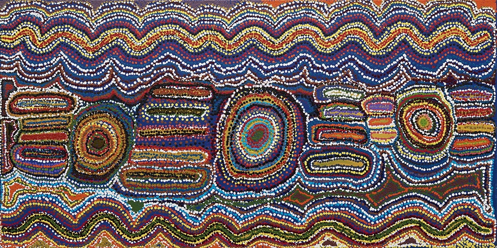 Artwork by Charmaine Napurrurla Brown, Snake Dreaming., Made of acrylic on canvas