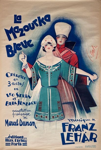 Artwork by Georges Dola, The Blue Mazurka. Operetta., Made of Lithographic poster