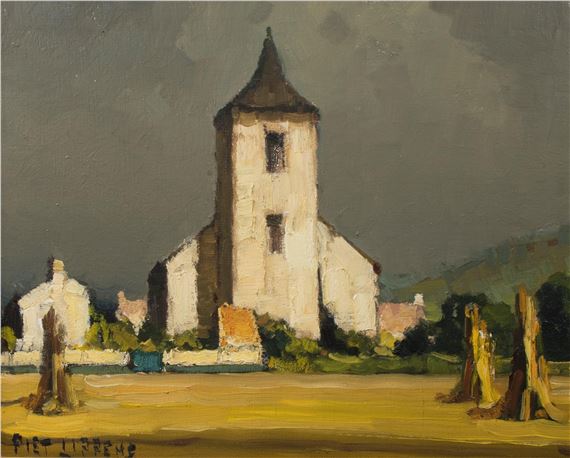 Landscape with church by Piet Lippens