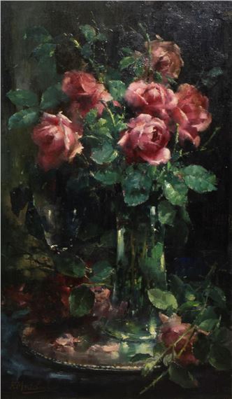 Frans Mortelmans | Vase fleuri de roses | MutualArt