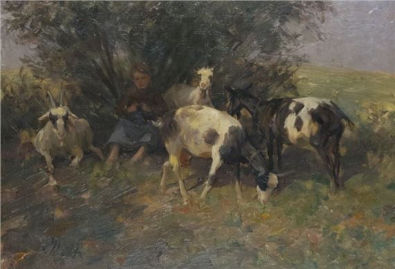 Girl with the goats by Georg Wolf