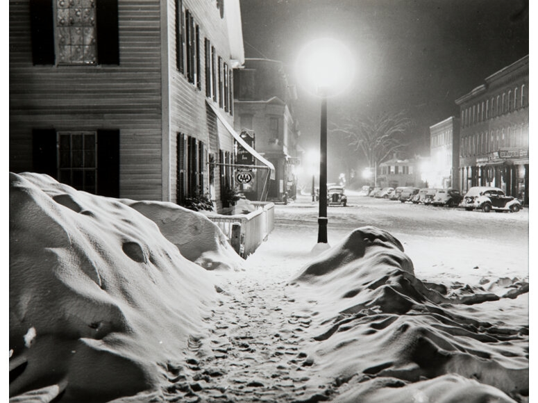 Main Street at Night After Blizzard, Woodstock, Vermont by Marion Post Wolcott, 1940