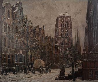 Danzig - Winterliche Stadtansicht mit Blick auf die Marienkirche - Ernst Kolbe
