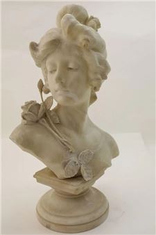 Bust of tearful female - F. Saul