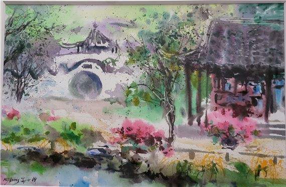 Landscape in summer by Fu Ji Tsang