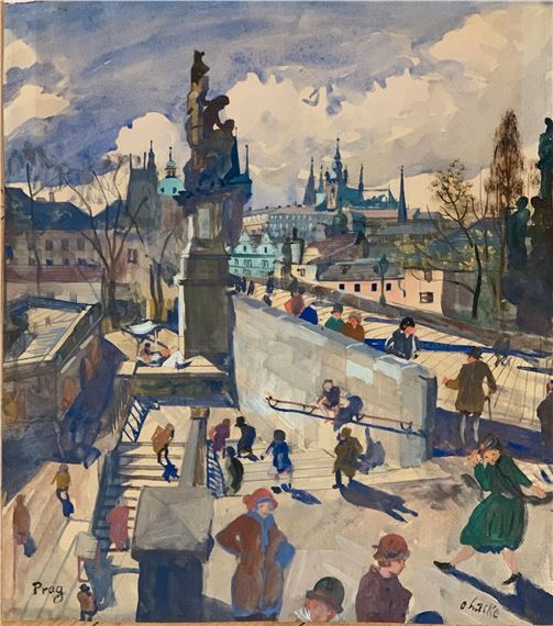 Prague, the Charles Bridge in summer by Oskar Laske