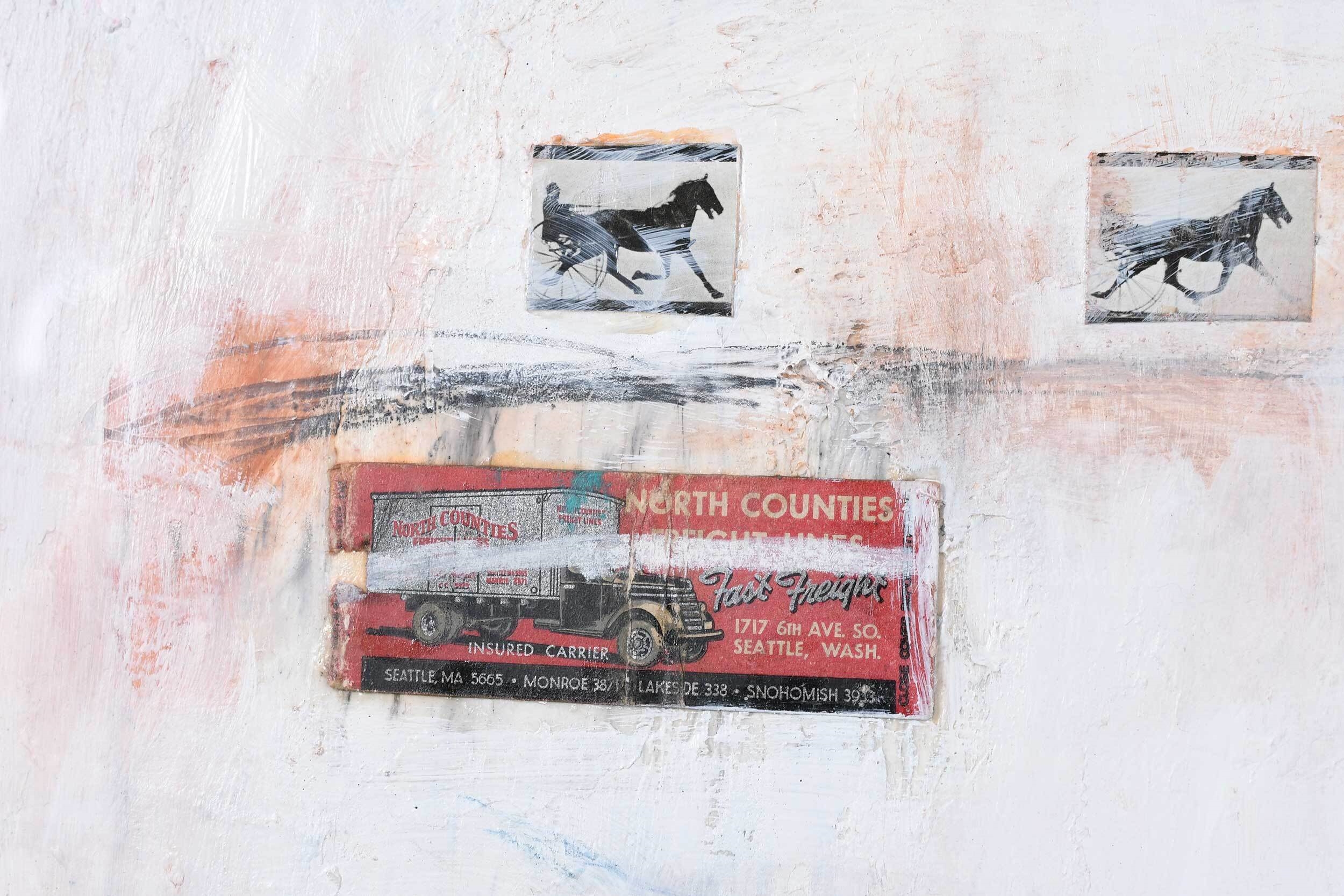 Artwork by Pamela Smilow, Composition in Flesh with Three Horses, Made of mixed media on paper