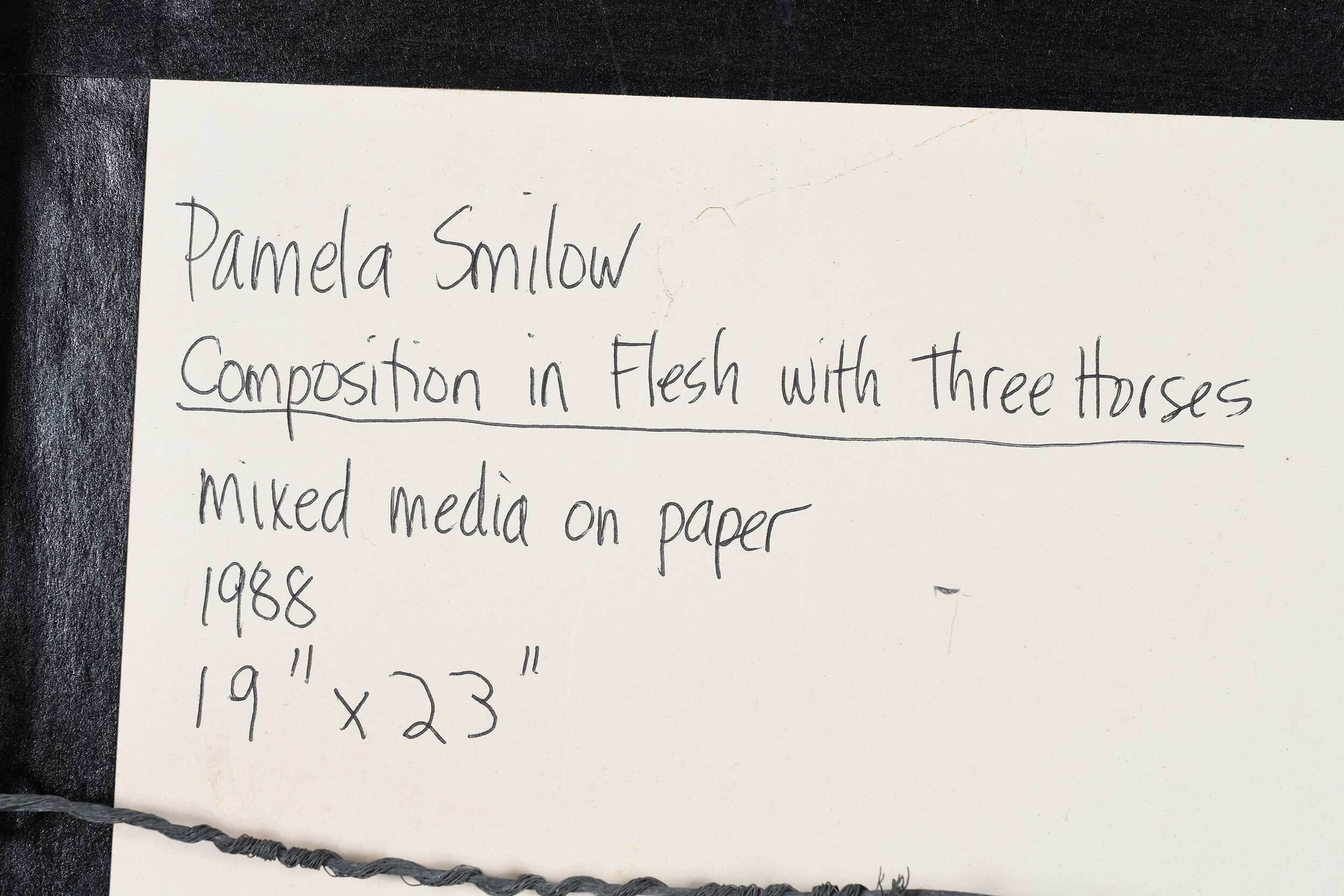 Artwork by Pamela Smilow, Composition in Flesh with Three Horses, Made of mixed media on paper