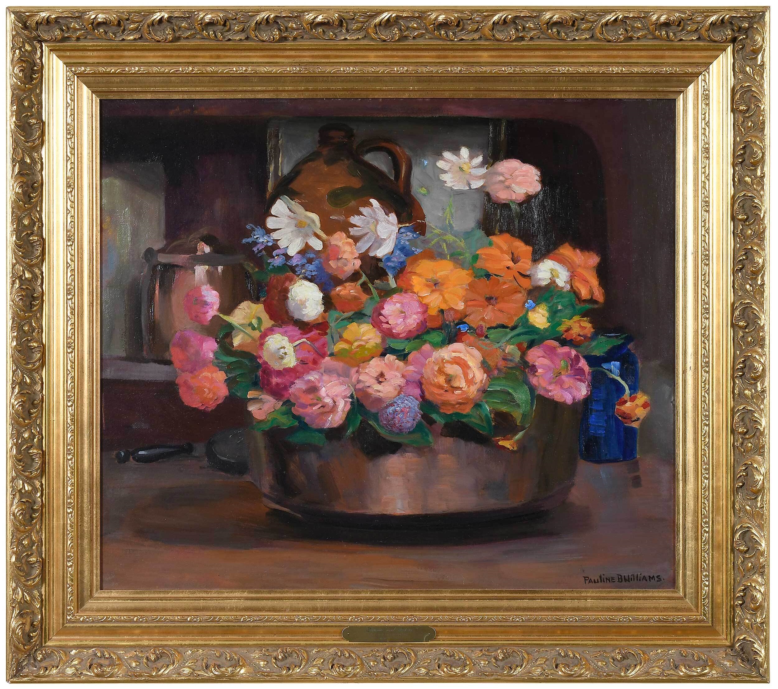 Zinnias and Asters by Pauline Williams