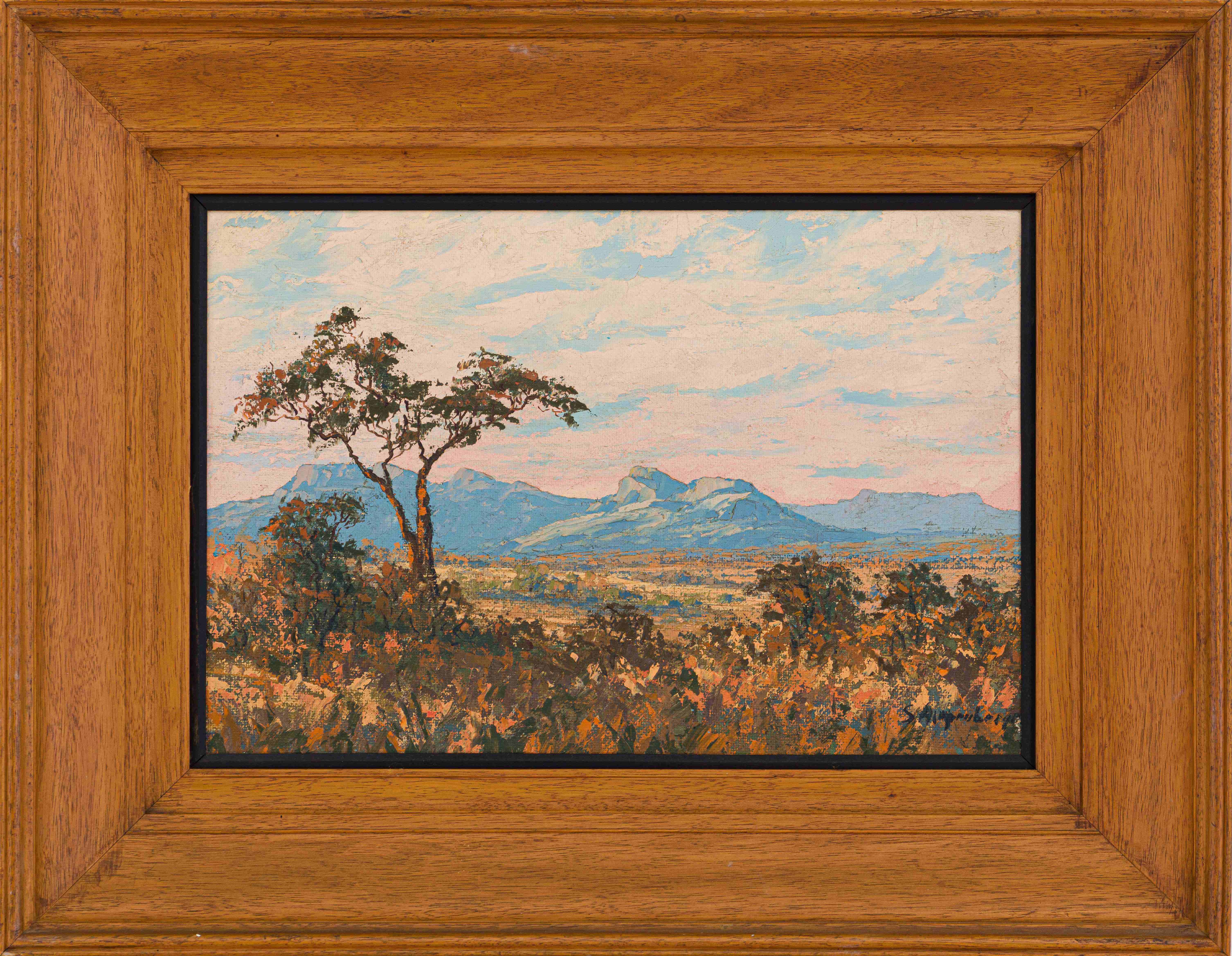Artwork by Stefan Ampenberger, Landscape with Distant Mountains, Made of oil on canvas