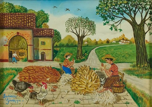 Artwork by Giuseppe Panza, Nell'aia, Made of Oil on canvas