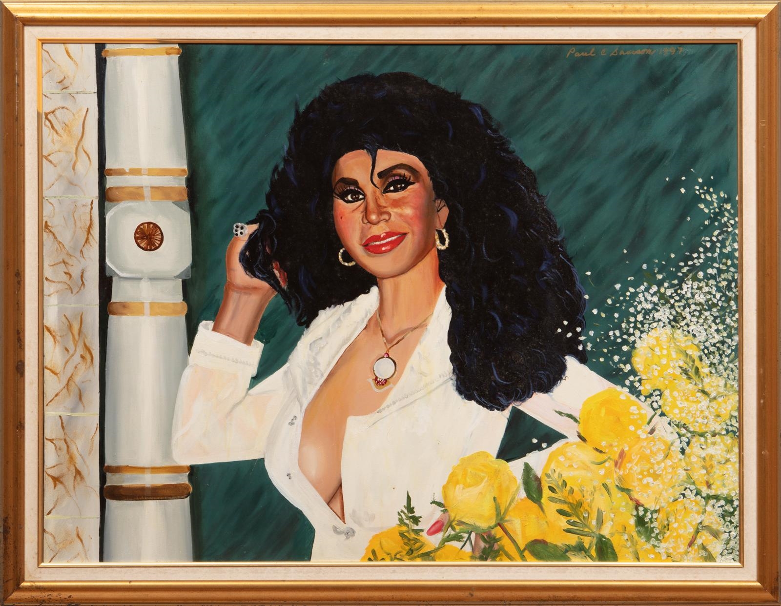 Artwork by Paul Samson, Portrait of Chris Owens with Yellow Roses, Made of oil on canvas