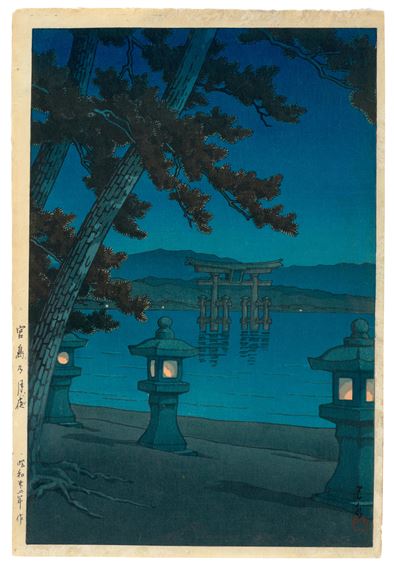 Miyajima no tsukiyo (Moonlit Night at Miyajima) by Hasui Kawase, 1947