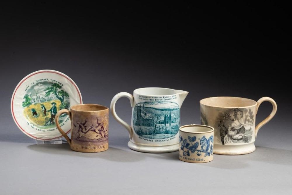 Artwork by Charles Emerson, Group of Transfer Printed Wares.