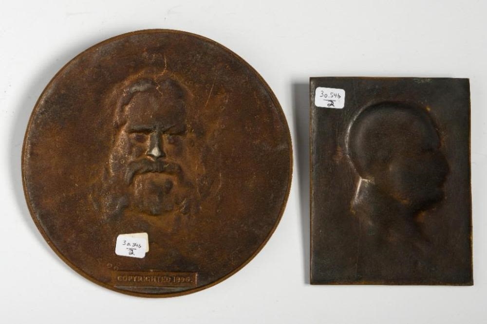James Russell | Two Bronze Plaques of Authors. | MutualArt