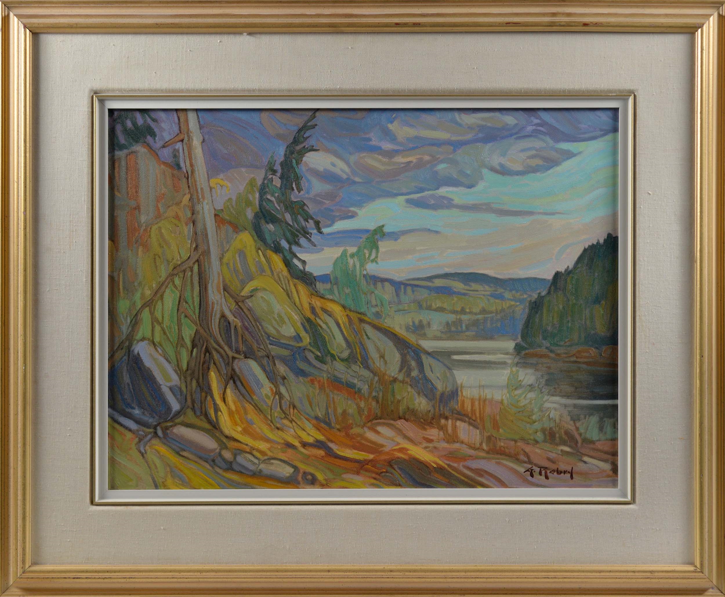 Artwork by Gaston Rebry, Au bord du lac, Made of Oil on canvas