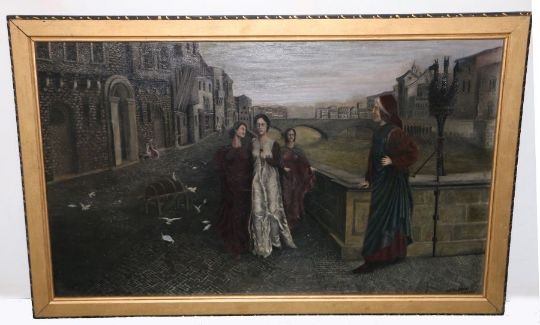 Artwork by W. J. Sexton, Dante & Beatrice after Henry Holiday, Made of oil on canvas