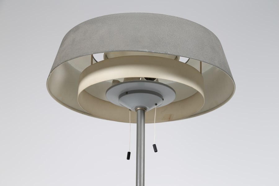 Artwork by Nick Hiemstra, Floor lamp in lacquered tubular metal and sandblasted sheet metal by Hiemstra Evolux