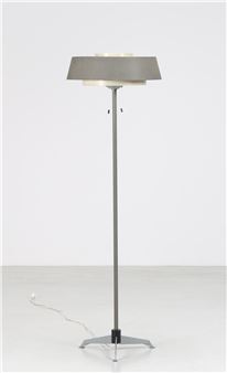 Floor lamp in lacquered tubular metal and sandblasted sheet metal by Hiemstra Evolux - Nick Hiemstra