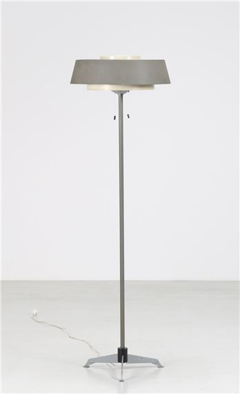 Floor lamp in lacquered tubular metal and sandblasted sheet metal by Hiemstra Evolux - Nick Hiemstra