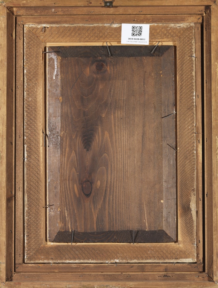 Artwork by Francesco Filippini, Mountain landscape with lodges., Made of Oil on board