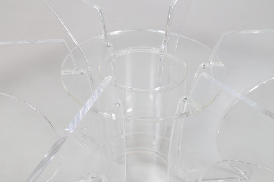 Luciano di Pilla Round plexiglass table with glass top by Xom