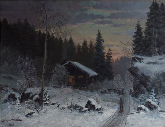 Vinterlandskap med folkeliv - Jørgen Sørensen